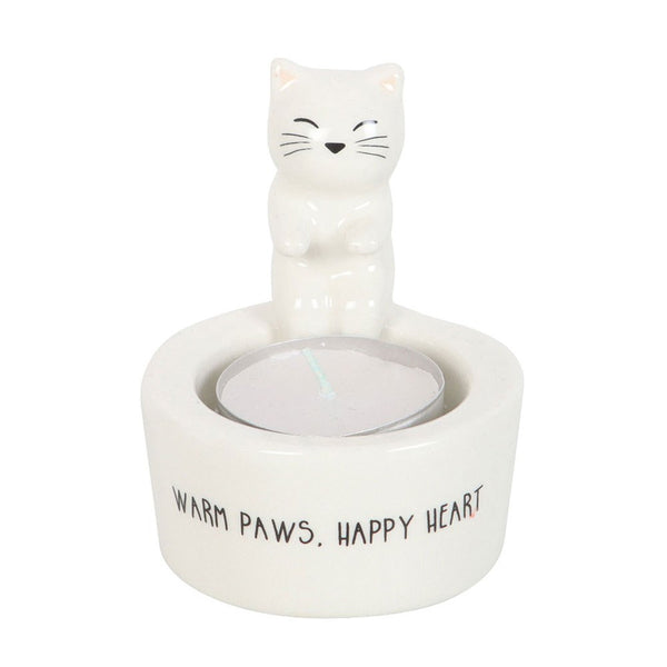 Warm Paws Happy Heart Cat Tealight Holder