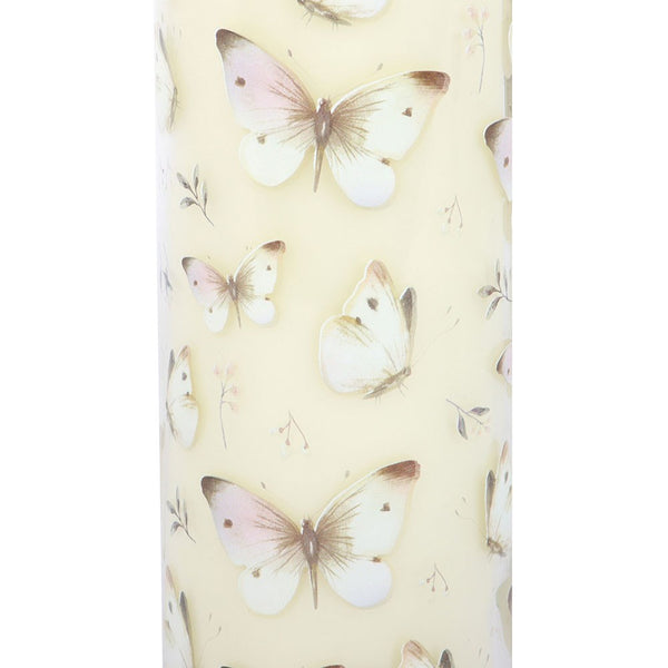 White Butterfly Print Vanilla Tube Candle