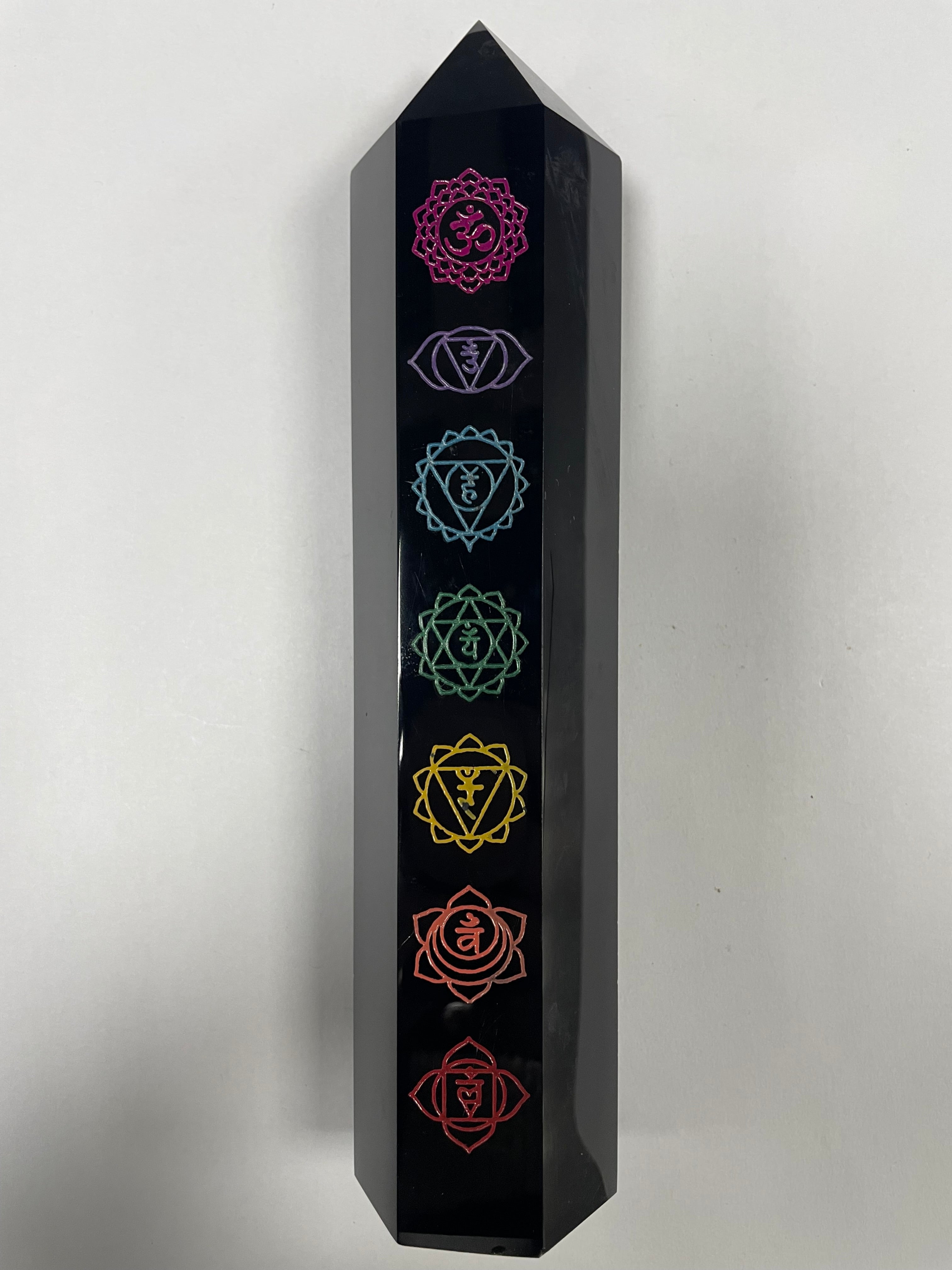 Chakra Print Black Obsidian Point