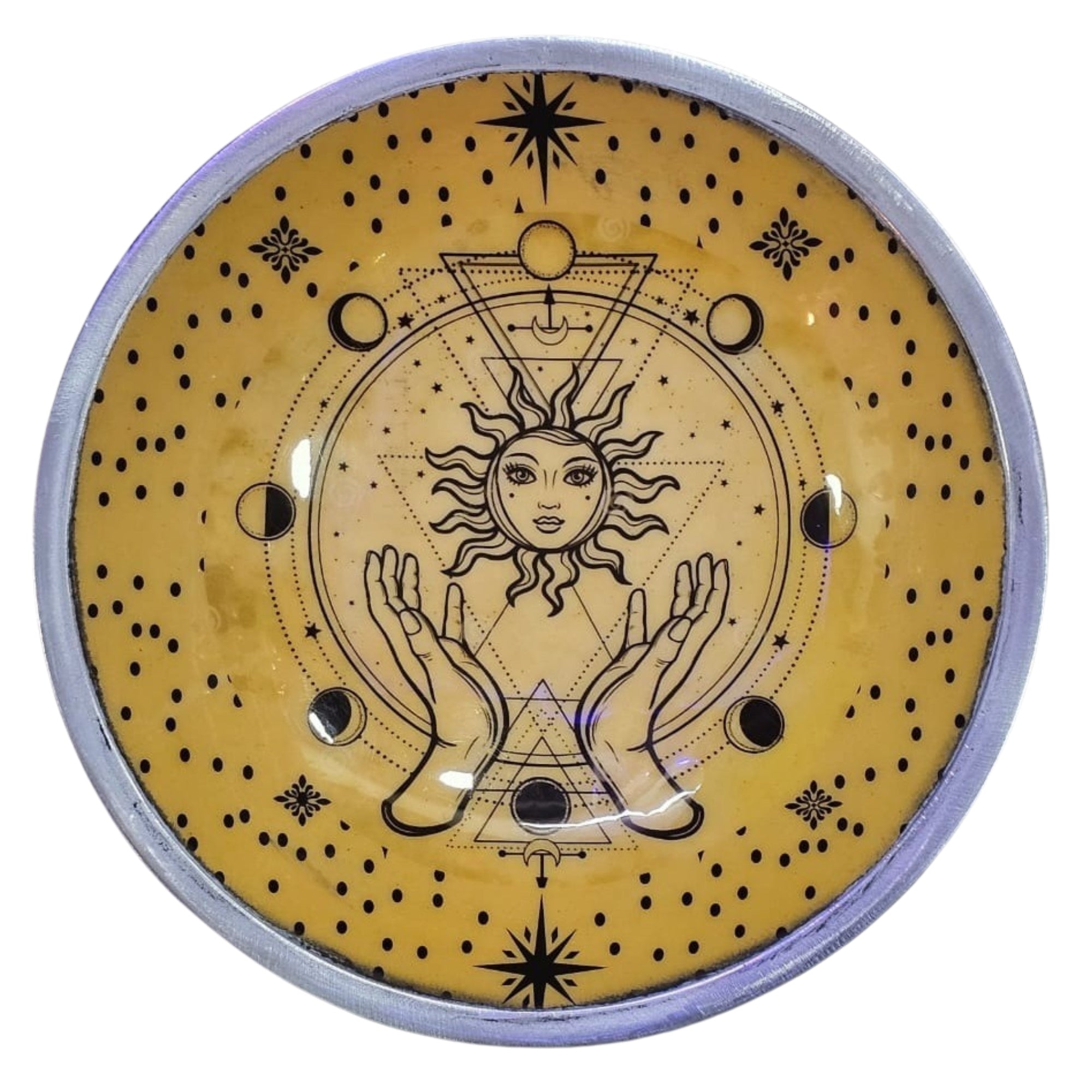 Hands & Sun Triple Leg Enameled Offering Plate