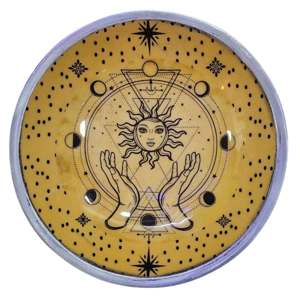 Hands & Sun Triple Leg Enameled Offering Plate
