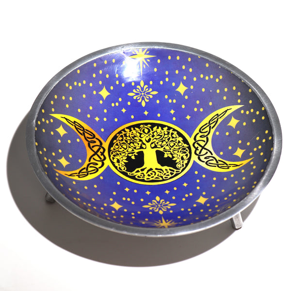 Purple Triple Moon Triple Leg Enameled Offering Pl
