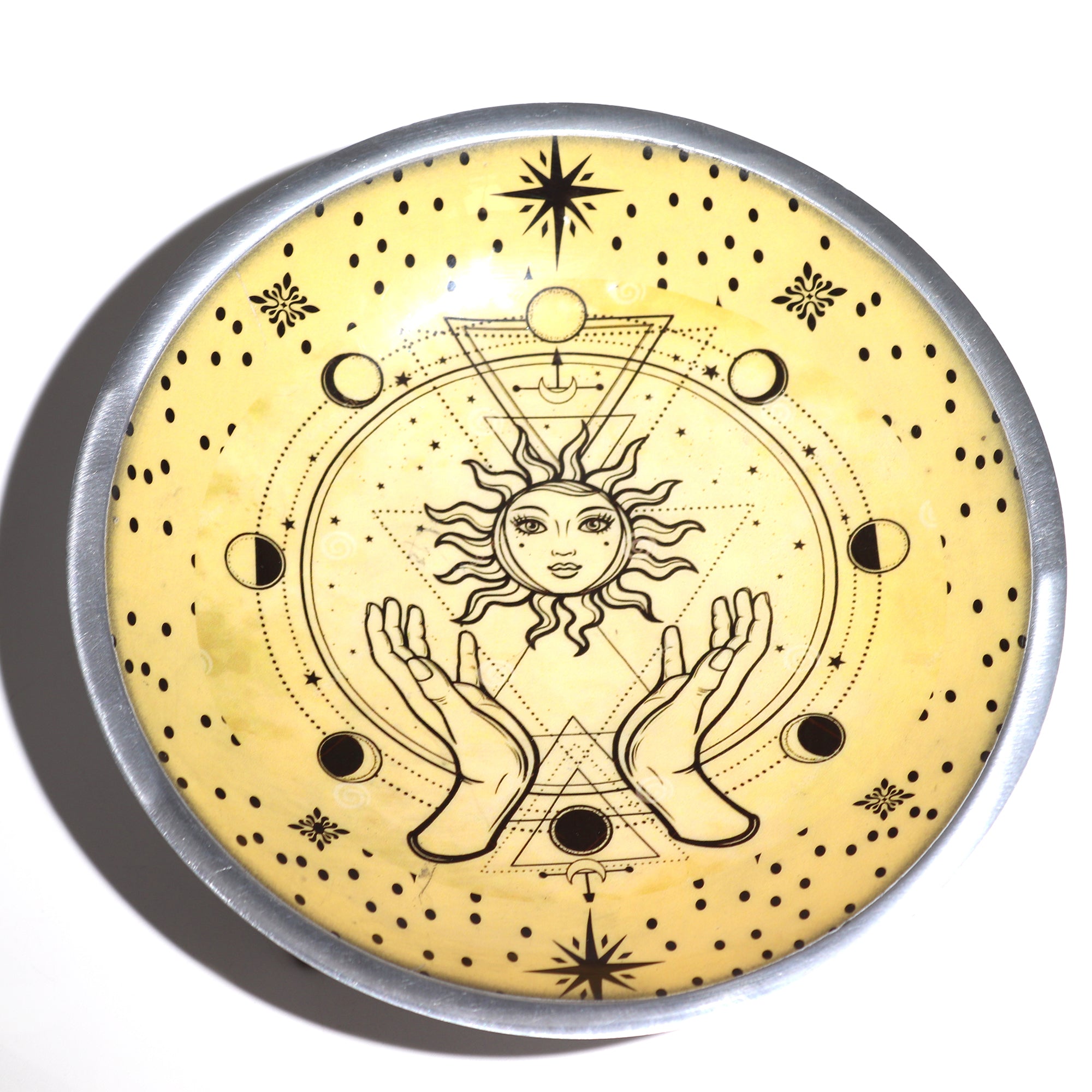 Hands & Sun Triple Leg Enameled Offering Plate