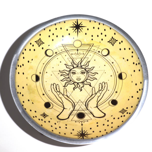 Hands & Sun Triple Leg Enameled Offering Plate