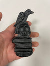 Black Obsiadian Crow on Skull