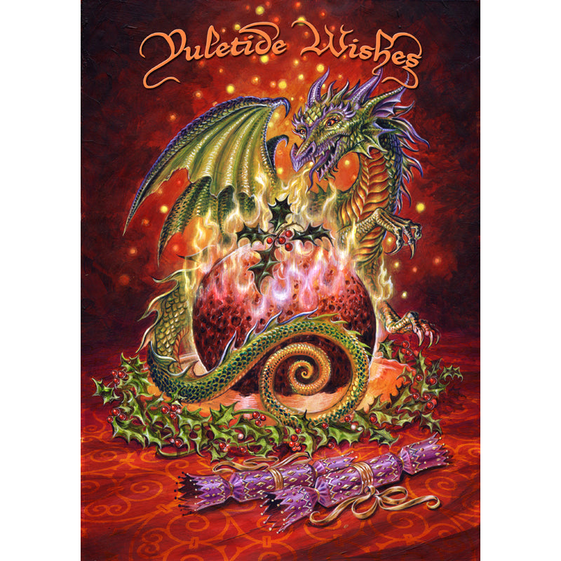 Flaming Dragon Pudding Yule Card
