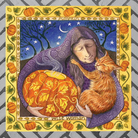 Pumpkin Wise Woman Tile