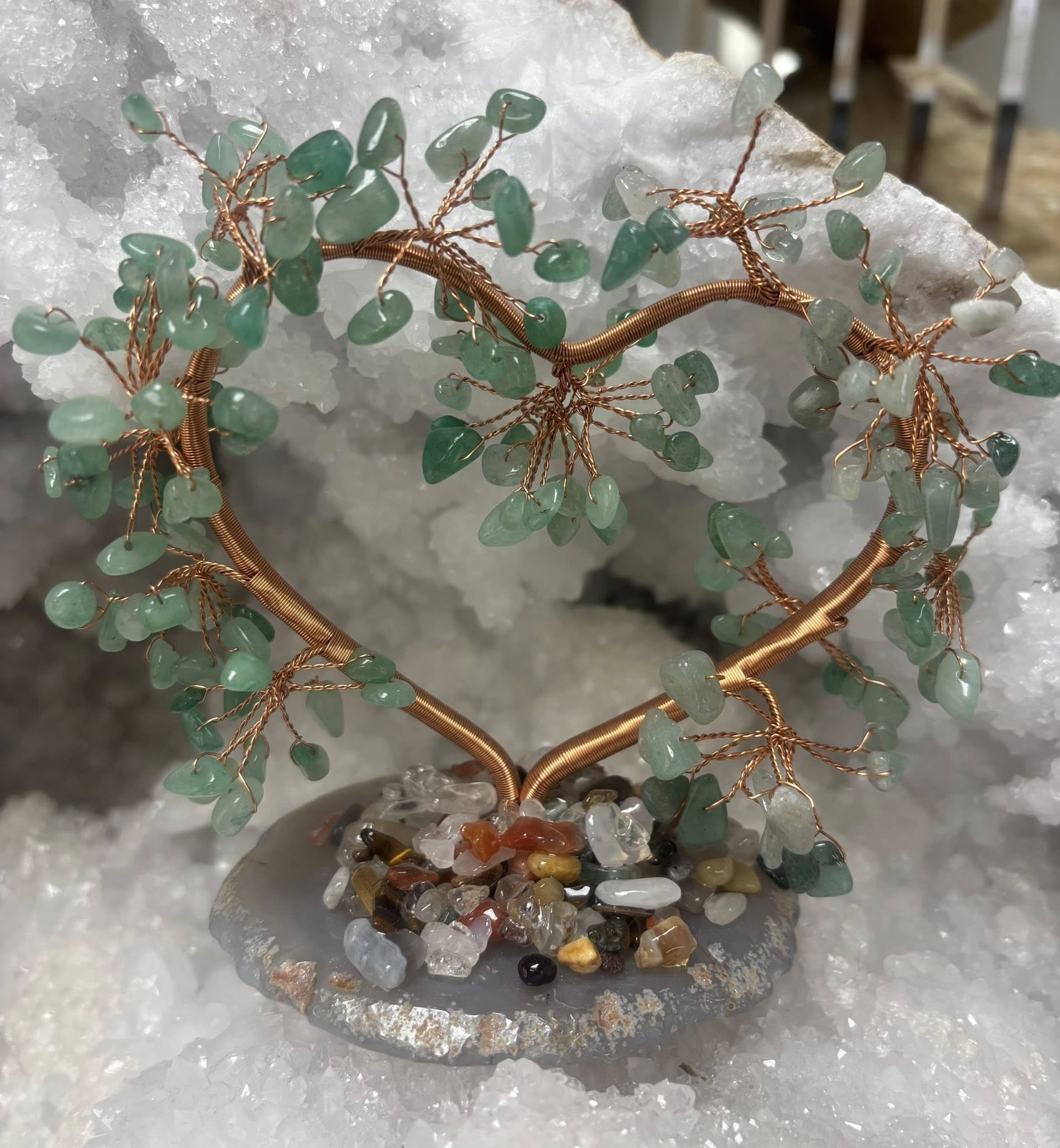 Green Aventurine Heart Gem Tree