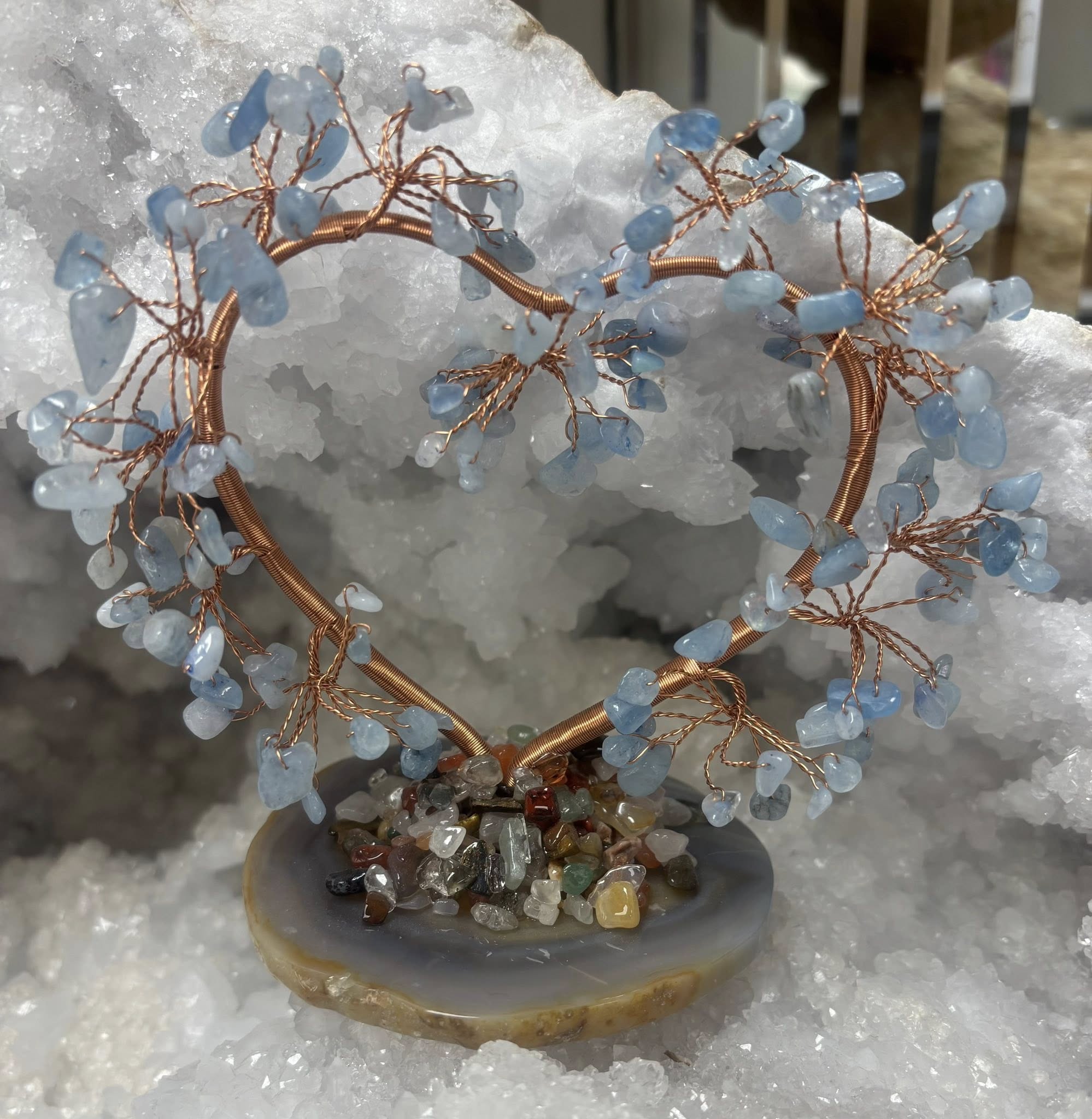 Aquamarine Heart Gem Tree
