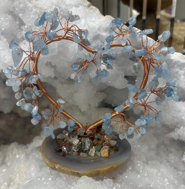 Aquamarine Heart Gem Tree