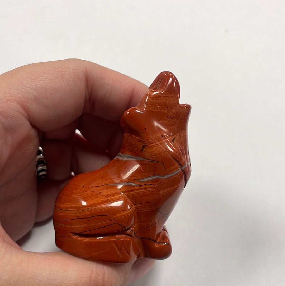 Red Jasper Howling Wolf