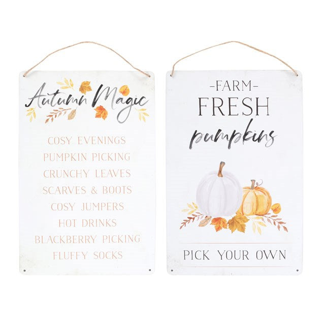 Set of 2 Autumn Hanging Signs