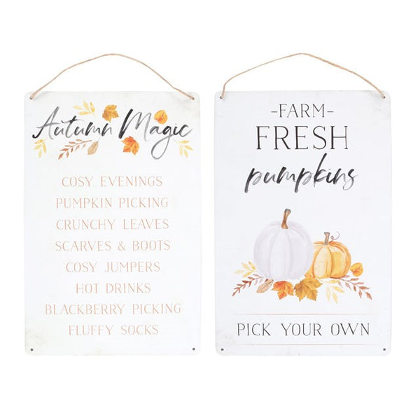 Set of 2 Autumn Hanging Signs