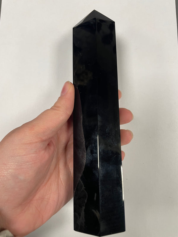 Chakra Print Black Obsidian Point
