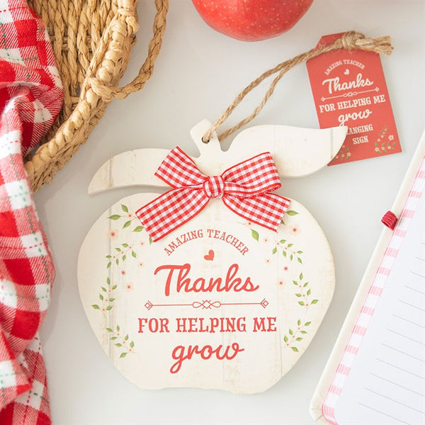 Thanks For Helping Me Grow Apple Hanging Decoratio