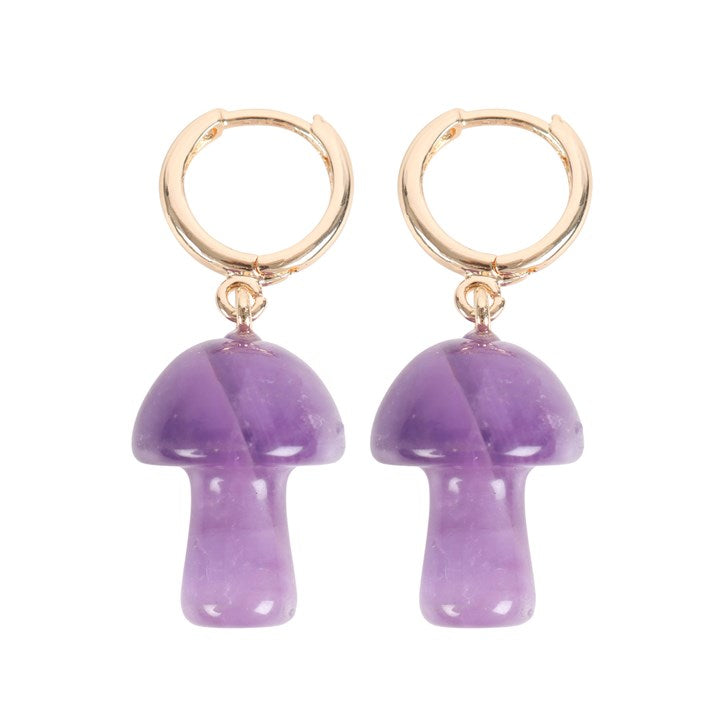 Amethyst Mushroom Earrings