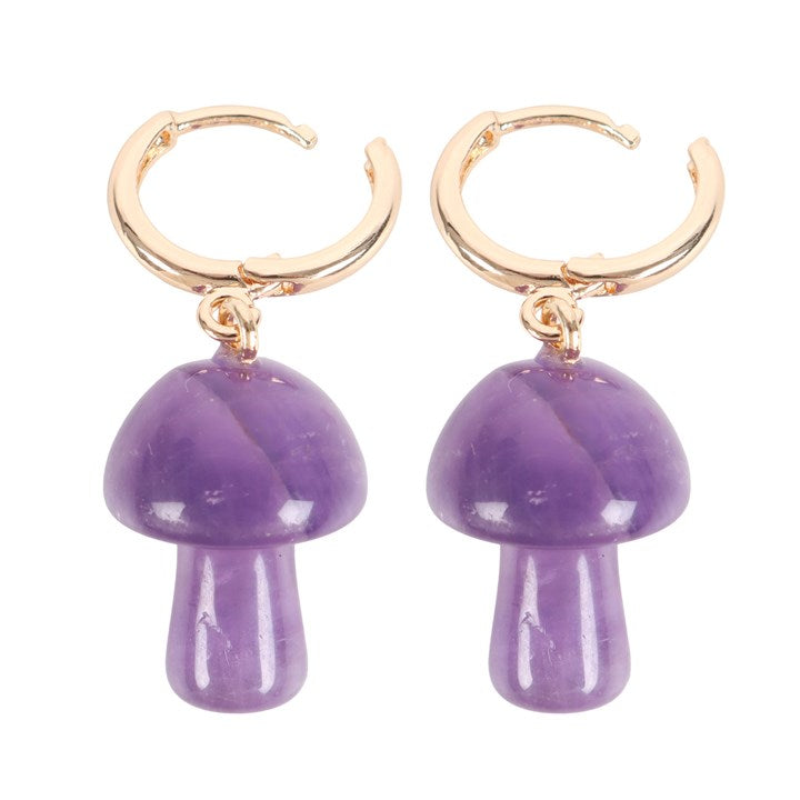 Amethyst Mushroom Earrings