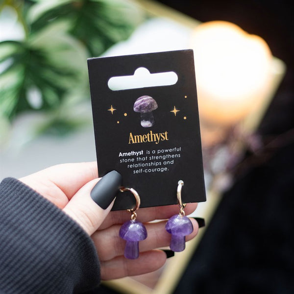 Amethyst Mushroom Earrings