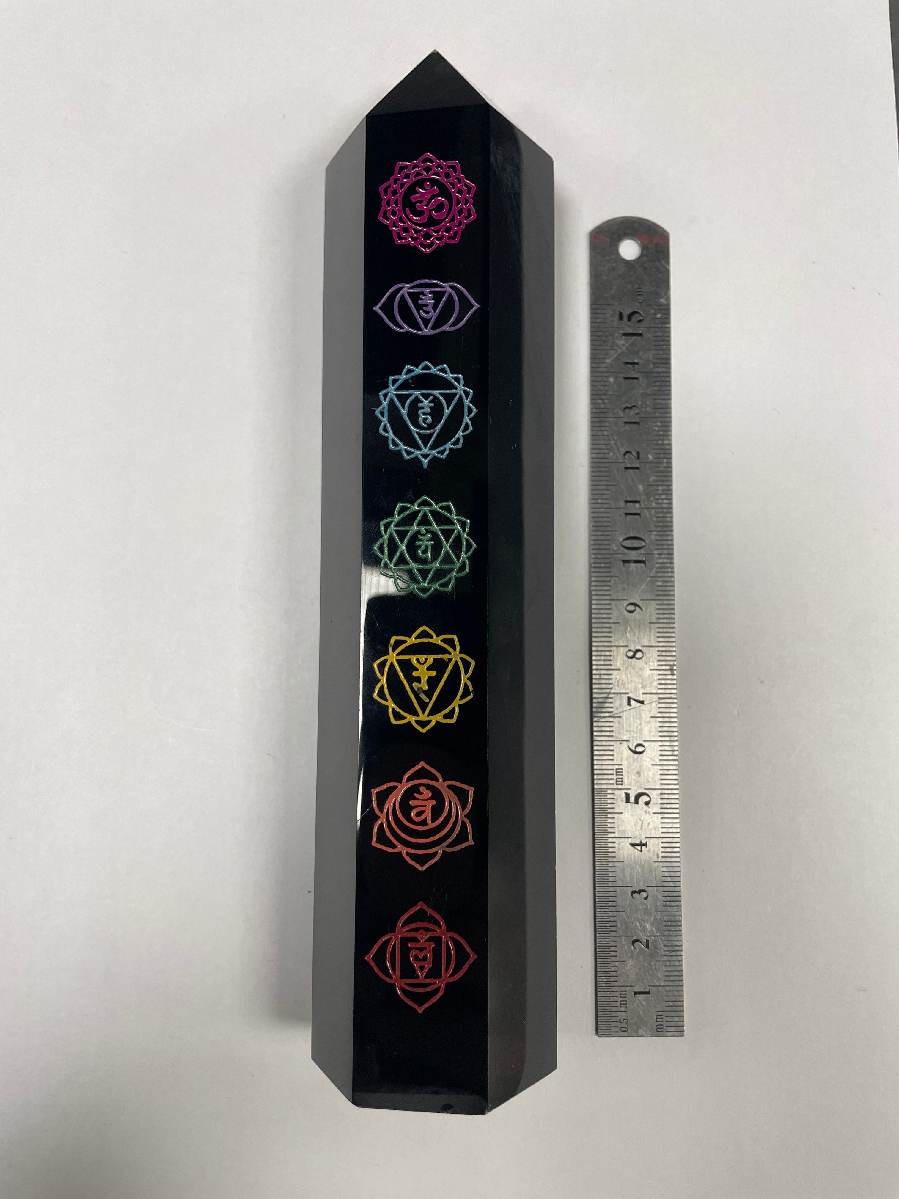 Chakra Print Black Obsidian Point