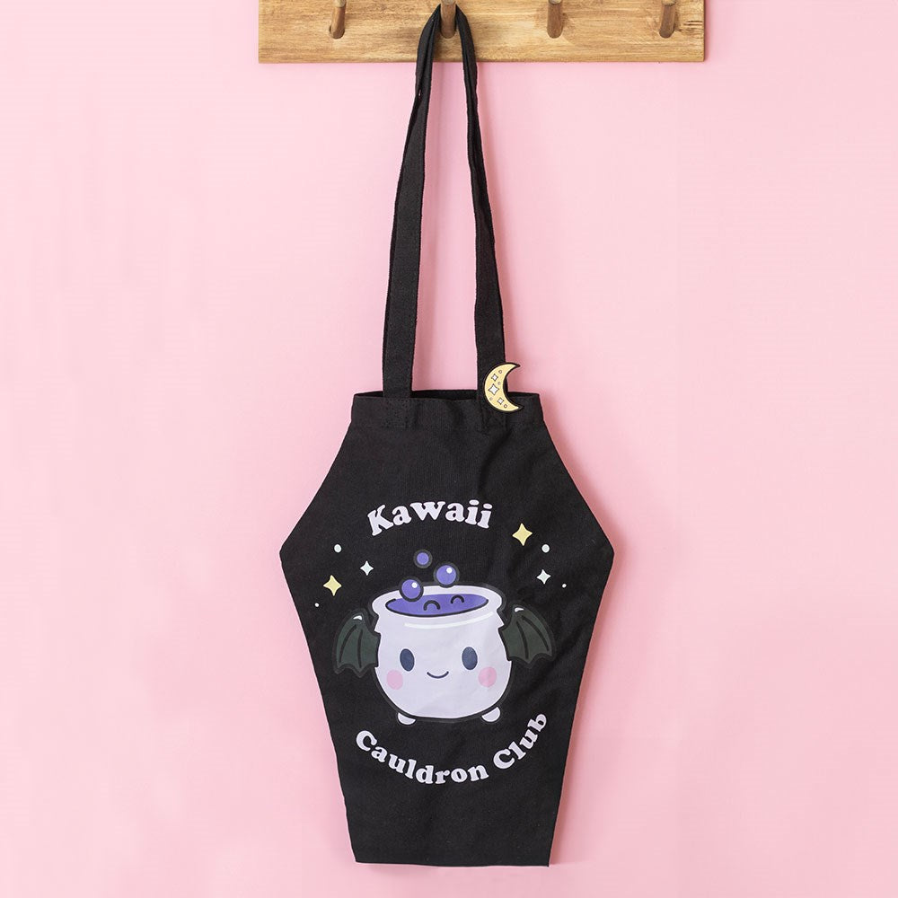 Kawaii Cauldron Club Coffin Shaped Tote Bag WIth E