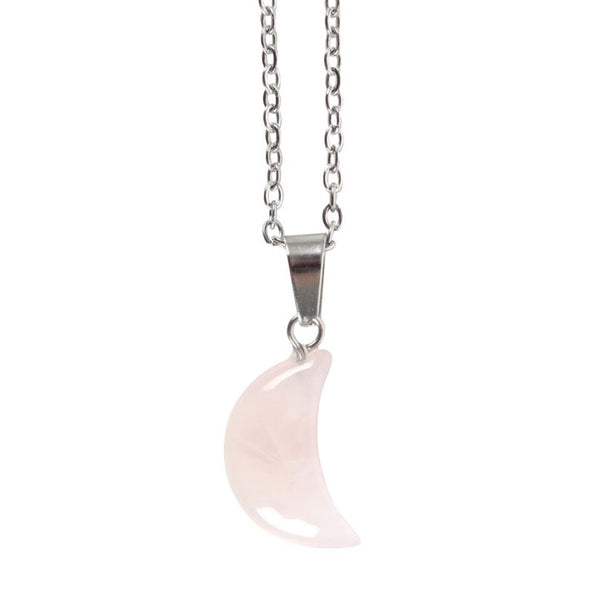 Rose Quartz Moon Necklace on Greetings Card