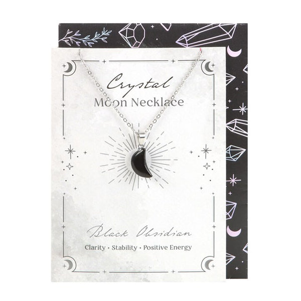 Black Obsidian Moon Necklace on Greeting