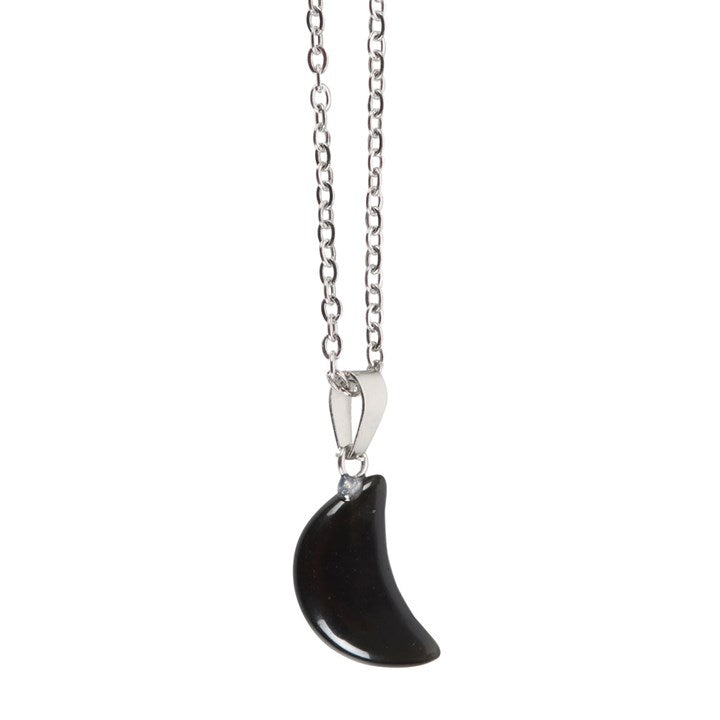 Black Obsidian Moon Necklace on Greeting