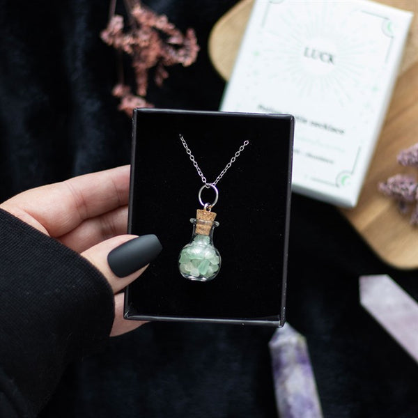 Aventurine Chip Potion Bottle Necklace