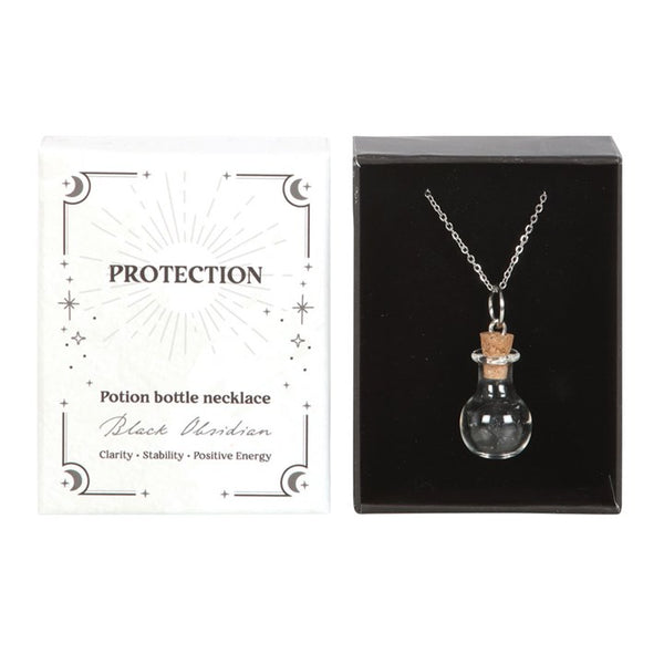 Black Obsidian Chip Potion Bottle Neckla