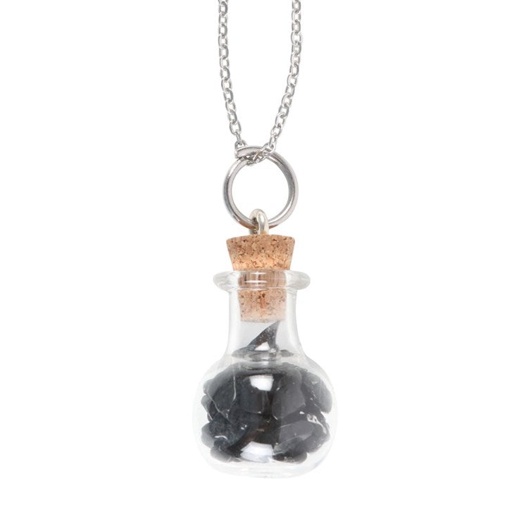 Black Obsidian Chip Potion Bottle Neckla