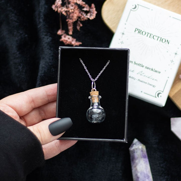 Black Obsidian Chip Potion Bottle Neckla
