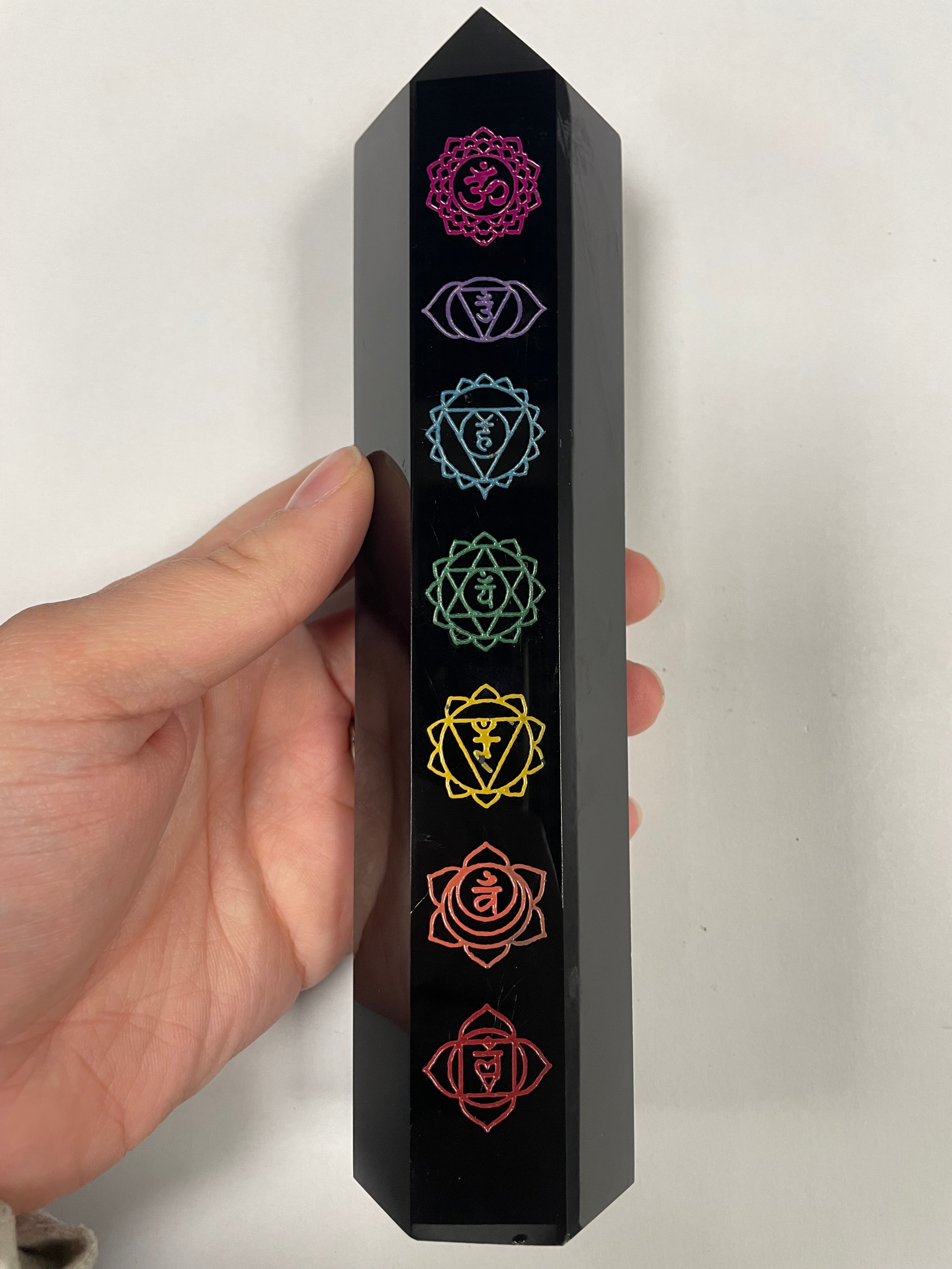 Chakra Print Black Obsidian Point