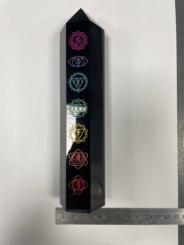 Chakra Print Black Obsidian Point