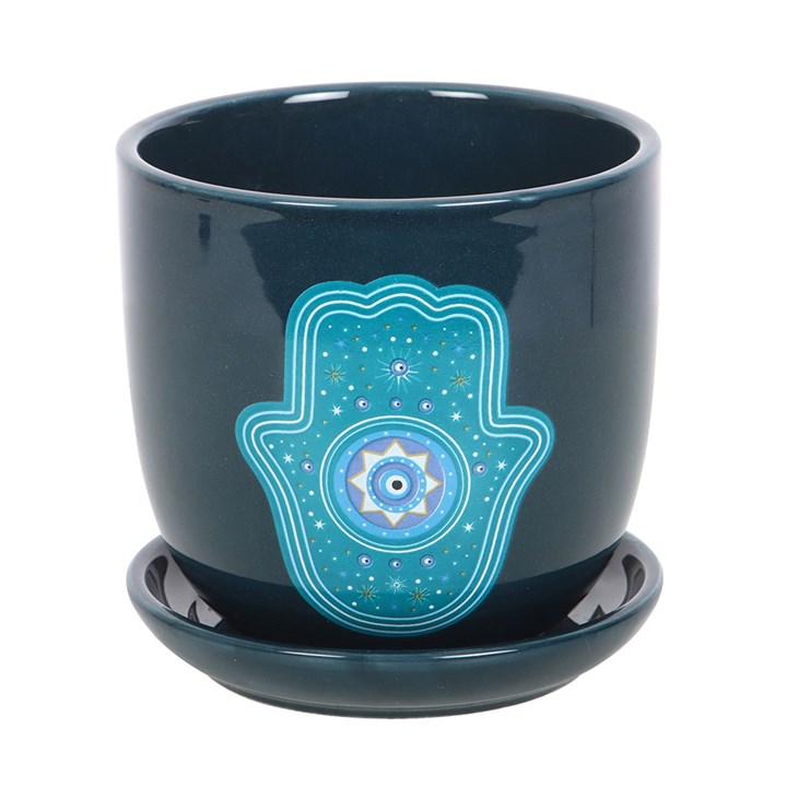 Hand Of Hamsa Ceramic Plant Pot