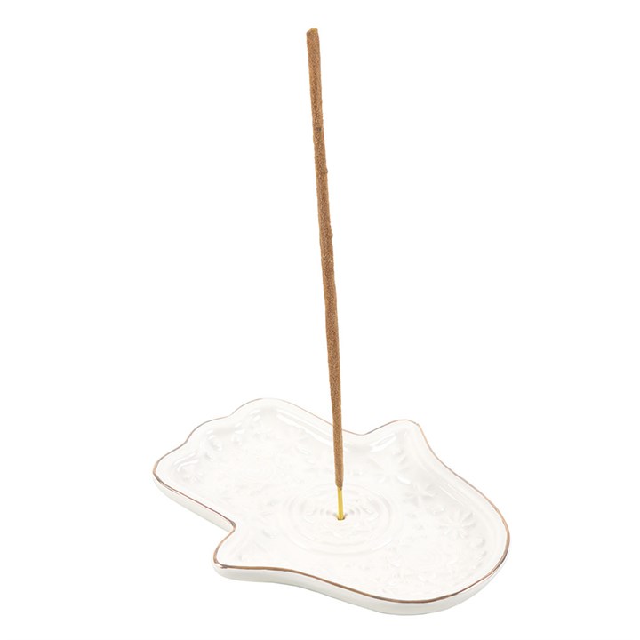 White Hand Of Hamsa Incense Holder & Trinket Dish