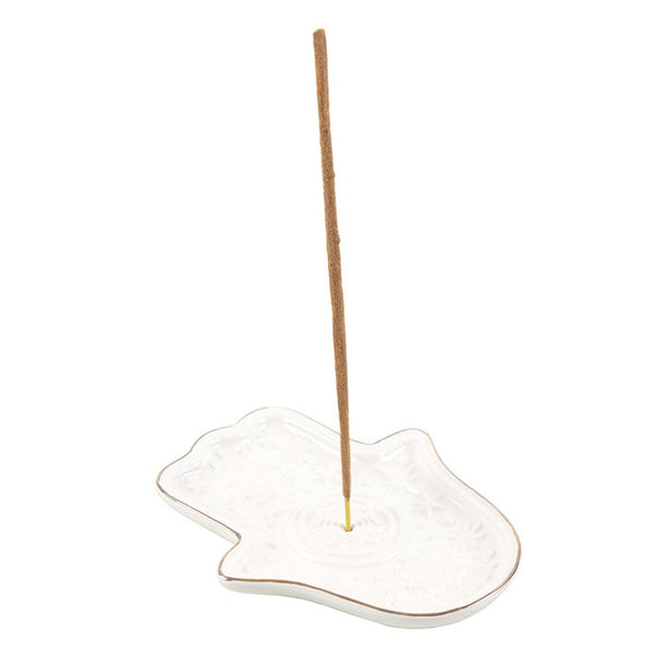 White Hand Of Hamsa Incense Holder & Trinket Dish