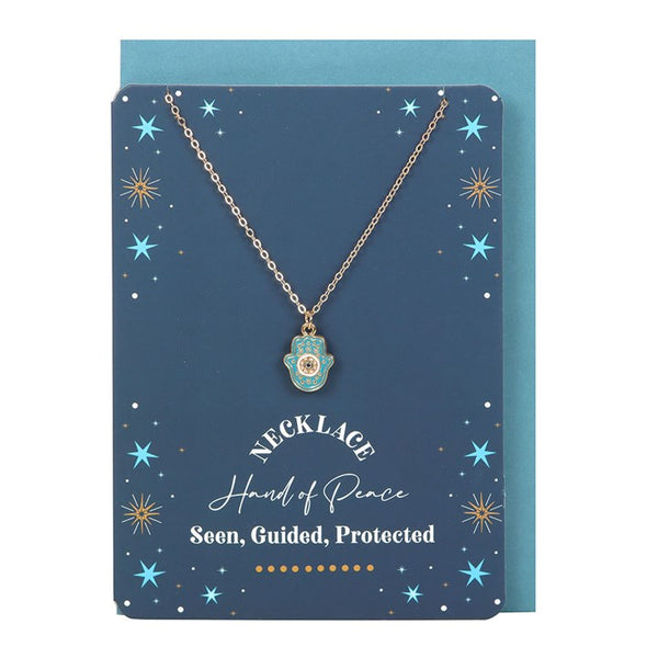 Hand Of Hamsa Necklace On Greeting Card