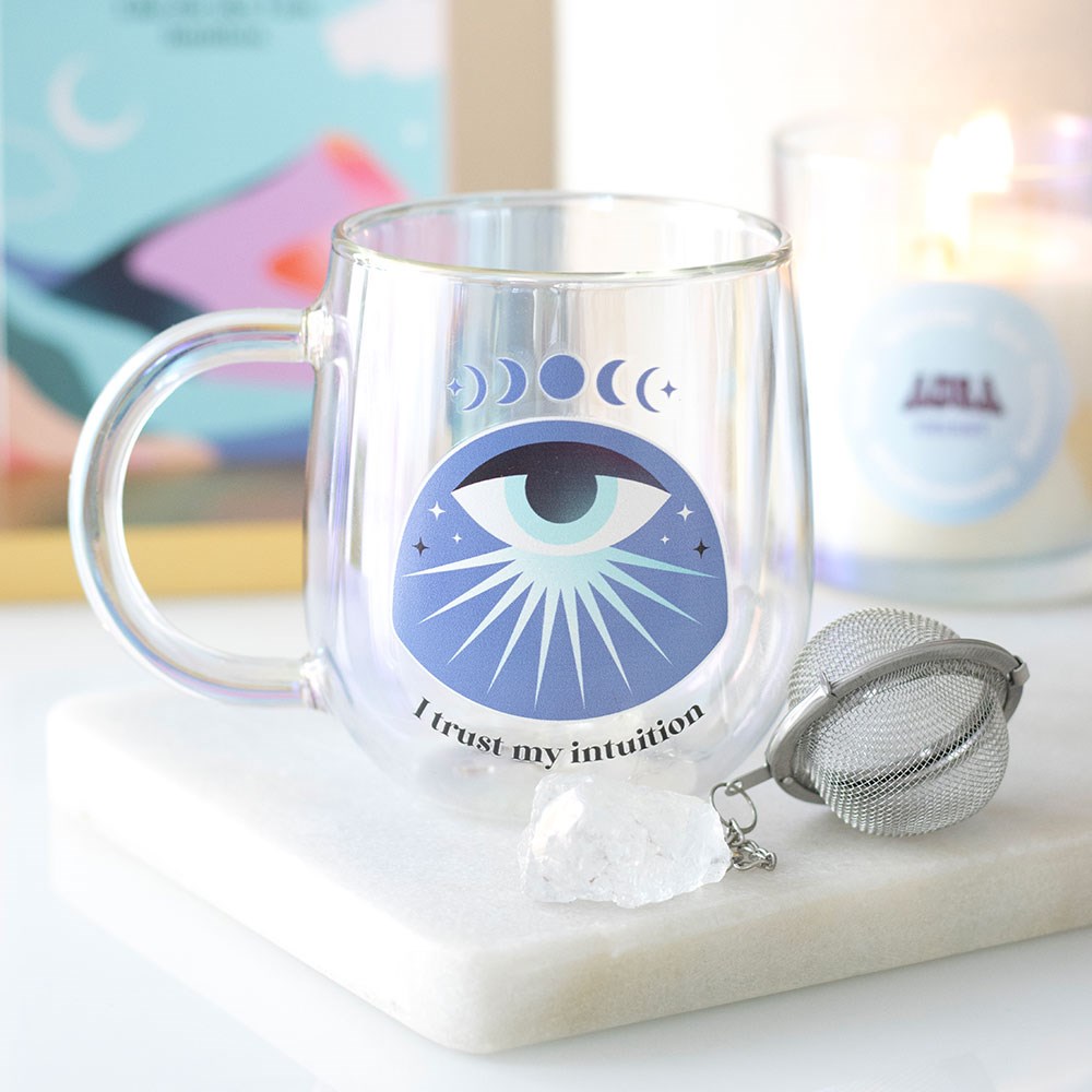 Intuition Double Walled Glass Mug With Aura Crystal