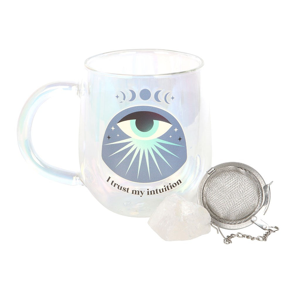 Intuition Double Walled Glass Mug With Aura Crystal