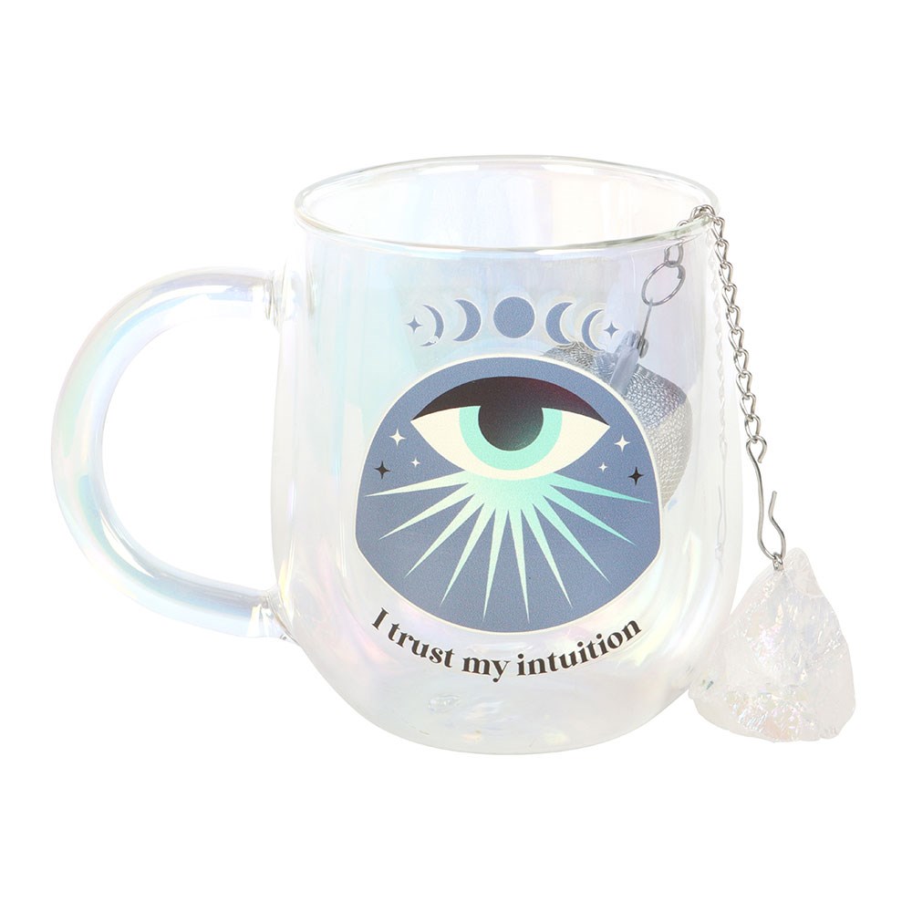 Intuition Double Walled Glass Mug With Aura Crystal