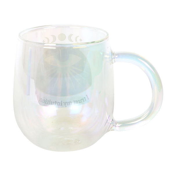 Intuition Double Walled Glass Mug With Aura Crystal