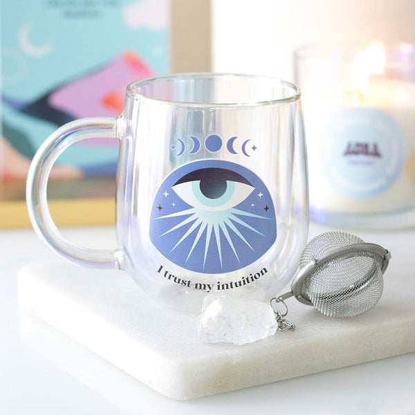Intuition Double Walled Glass Mug With Aura Crystal