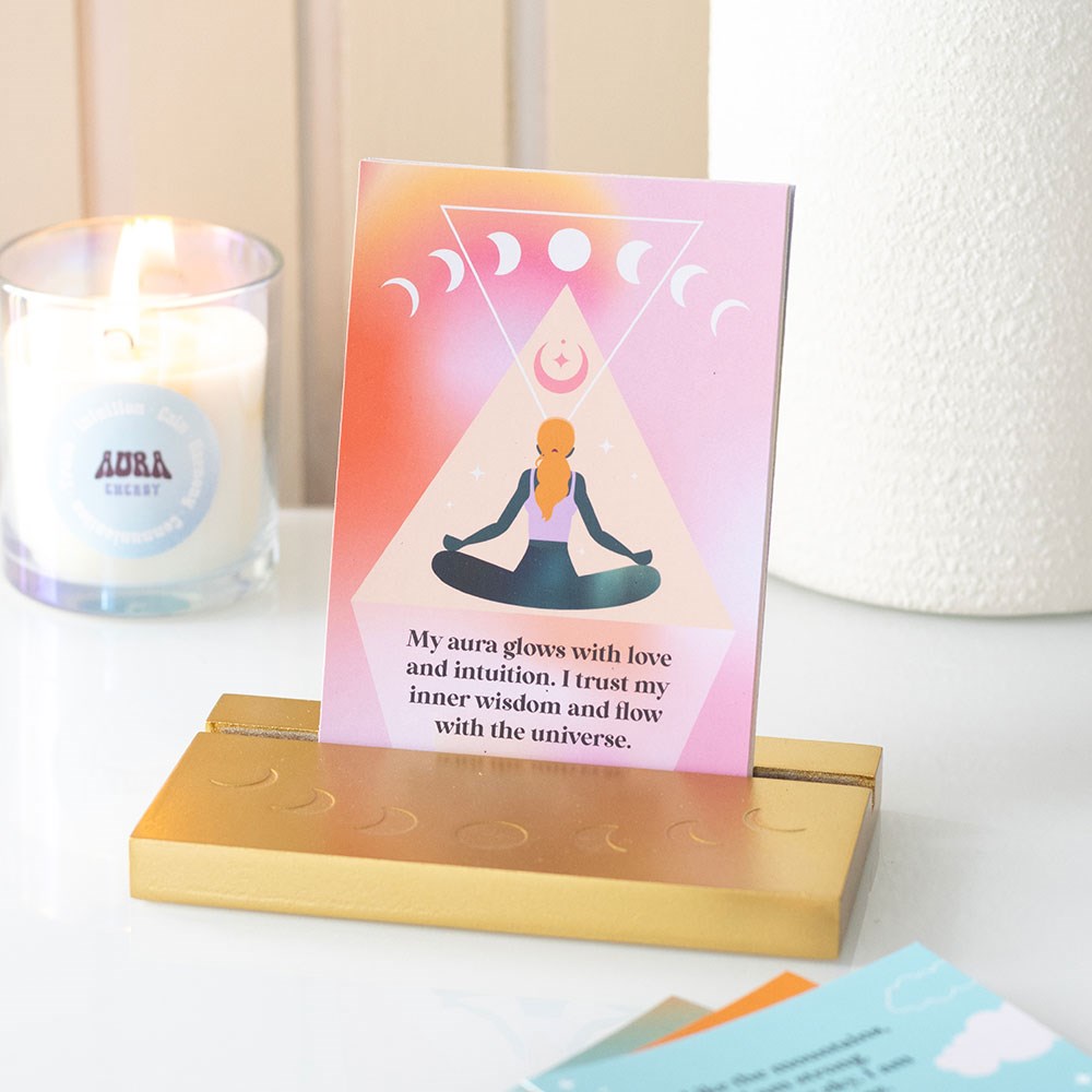 Aura Affirmation Cards With Wooden Stand