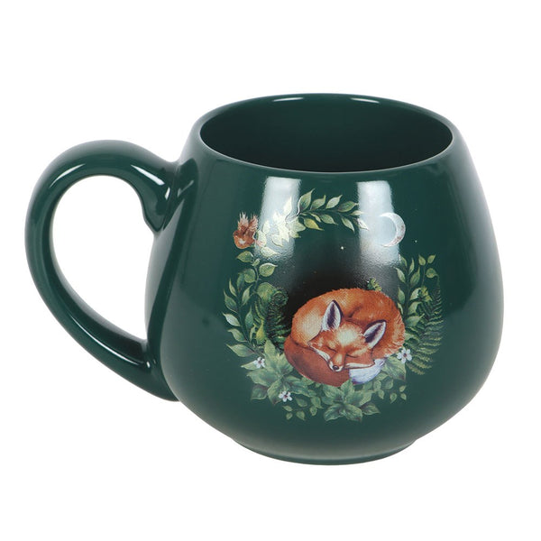 Green Sleeping Fox Round Mug