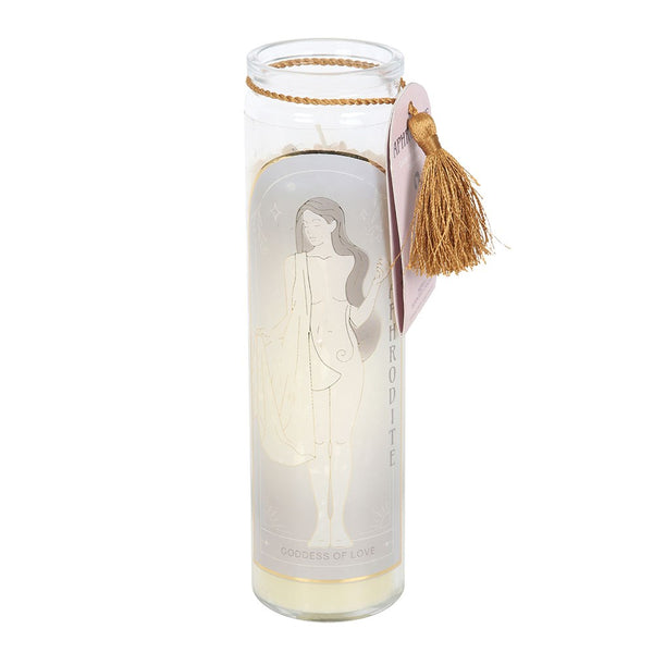 Aphrodite Goddess Candle with Rose Quartz Chips