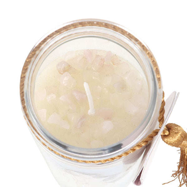 Aphrodite Goddess Candle with Rose Quartz Chips