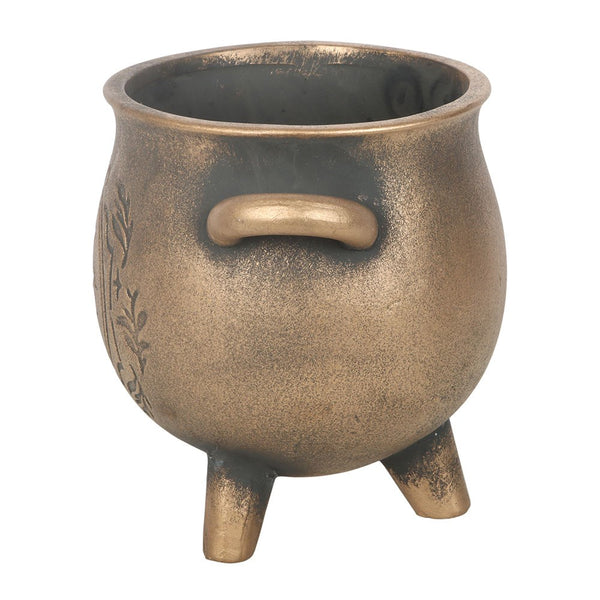 Herbal Magic Bronze Effect Teracotta Cauldron Plant Pot
