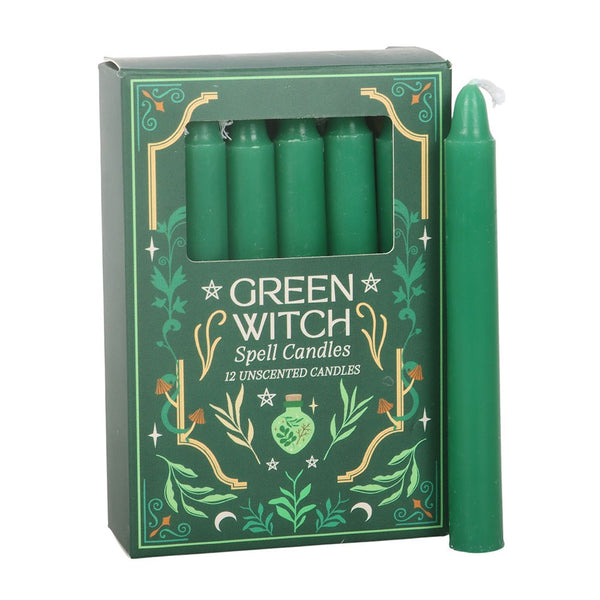 Pack Of 12 Green Witch Spell Candles
