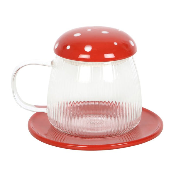 Glass Mushroom Mug & Saucer Set