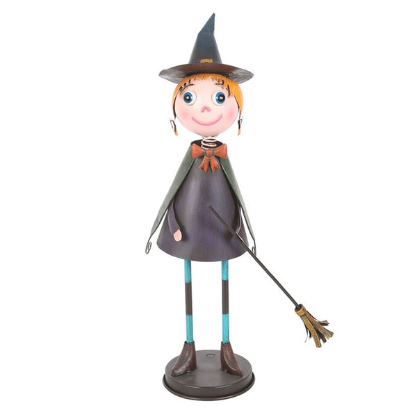 Metal Witch Ornament With Broom